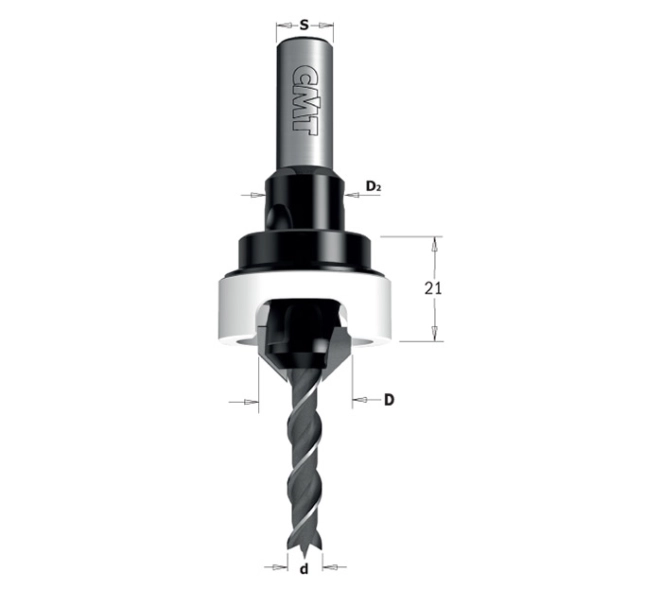 BROCA AVELLANADORA MADERA CMT 45º CON TOPE BROCA AVELLANADORA MADERA CMT 45º CON TOPE