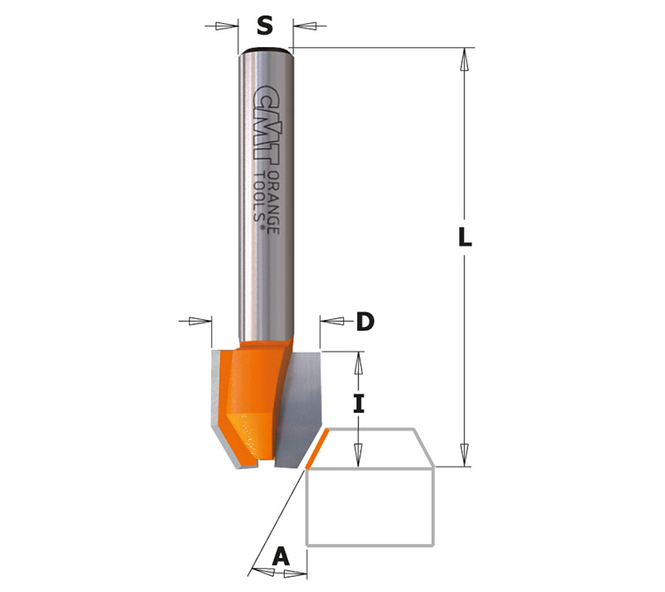 FRESA CMT BISELAR Y RECORTAR EN BISEL VÁSTAGO 8MM