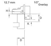 BISAGRA CAZOLETA DTC RECTA + BASE BRAZO CORTO