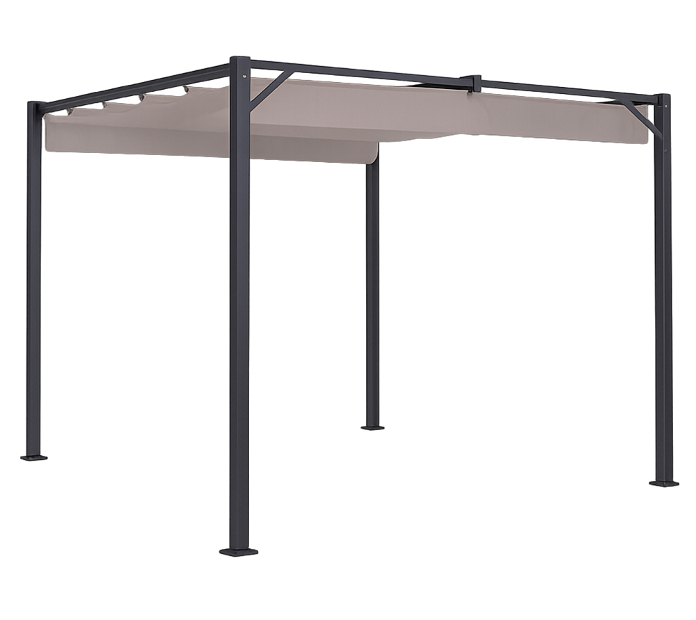 PÉRGOLA JARDÍN CON TOLDO CORREDERO ANTRACITA/TOPO