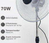 VENTILADOR DE PIE SANDI NEGRO Y CROMADO