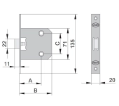 PICAPORTE UNIFICADO UCEM 6134BC CANTO REDONDO PICAPORTE UNIFICADO UCEM 6134BC CANTO REDONDO