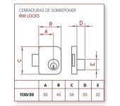 CERRADURA MUEBLE JIS 1130/20 CERRADURA MUEBLE JIS 1130/20